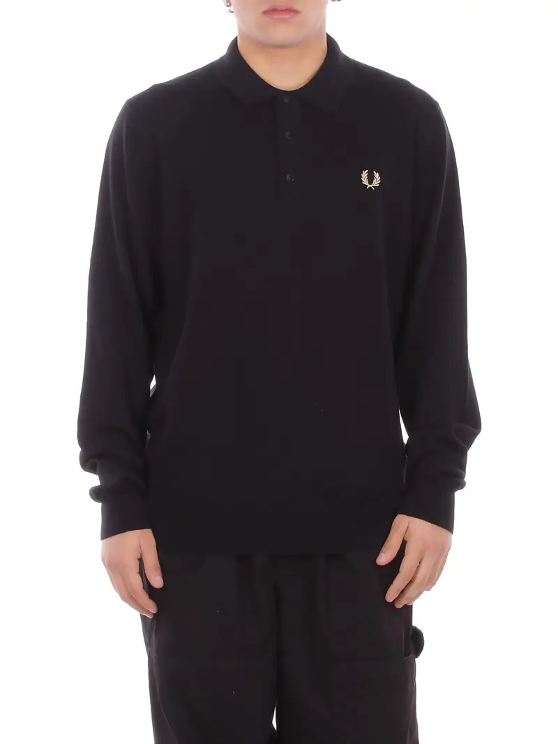 FRED PERRY Maglia Uomo Black Fp classic knitted shirt ls