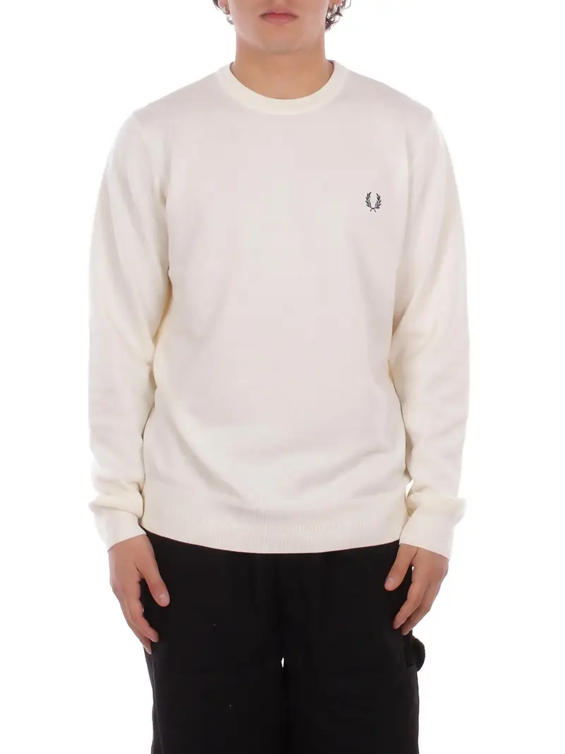 FRED PERRY Maglia Uomo Ecru Fp pique stitch jumper
