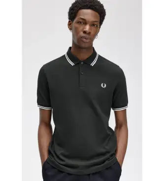 Fred Perry per uomo M3600 Polo grigia con doppia punta, Casual, Cotone, Manica corta, Navy