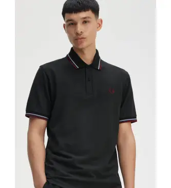 Fred Perry per uomo M3600 Polo nera con doppia punta, Nero, Casual, Cotone, Manica corta