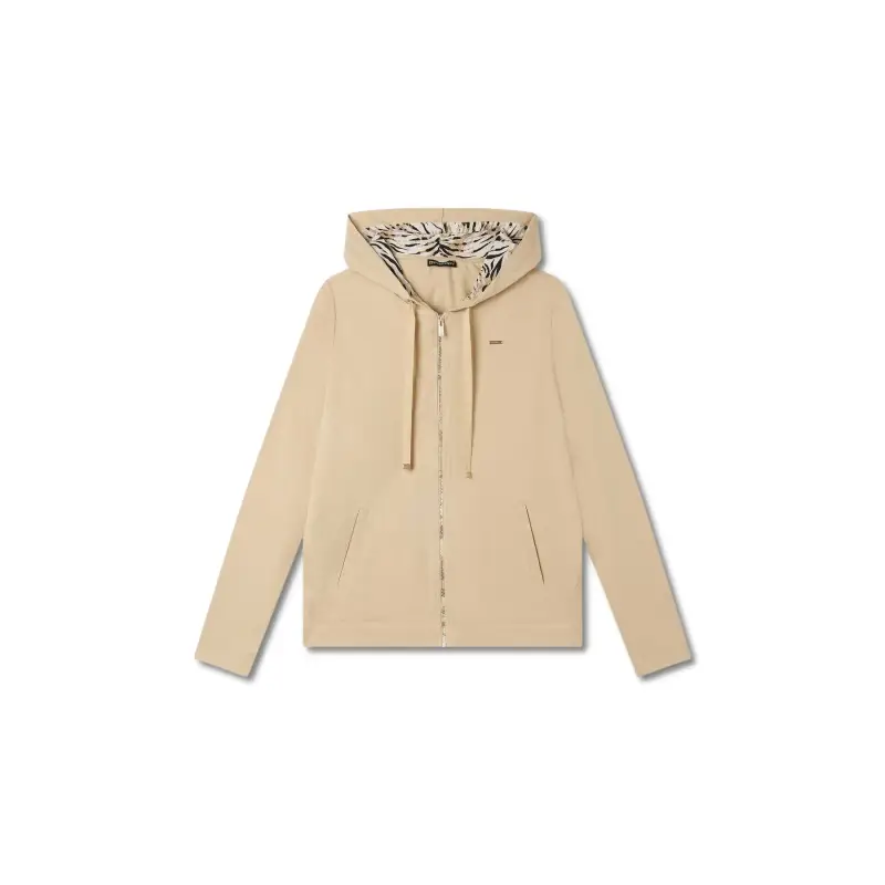 Freddy Felpa con cerniera a cappuccio da donna Beige