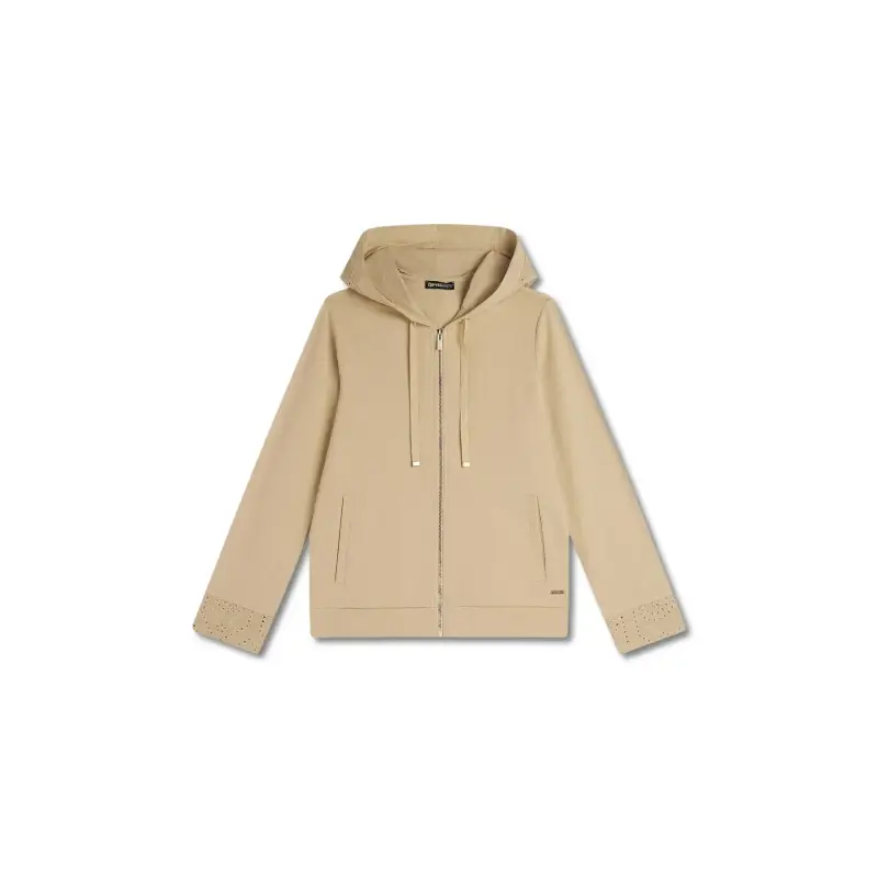 Freddy Felpa con cerniera a cappuccio da donna Pesante Beige