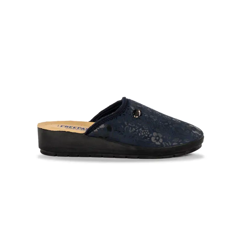 FREEPASS Ciabatte blu da casa da donna con zeppina