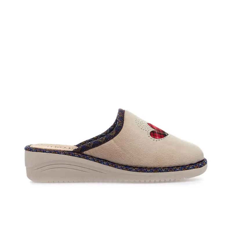 FREEPASS Ciabatte da casa beige con cuori e strass