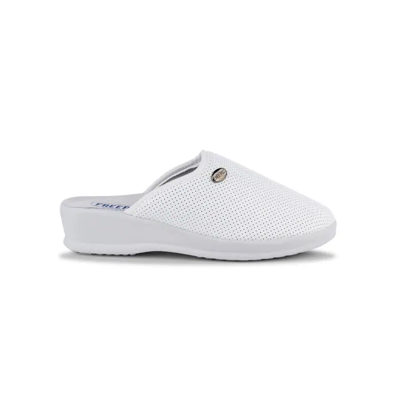 FREEPASS Ciabatte donna sanitarie bianche con zeppina