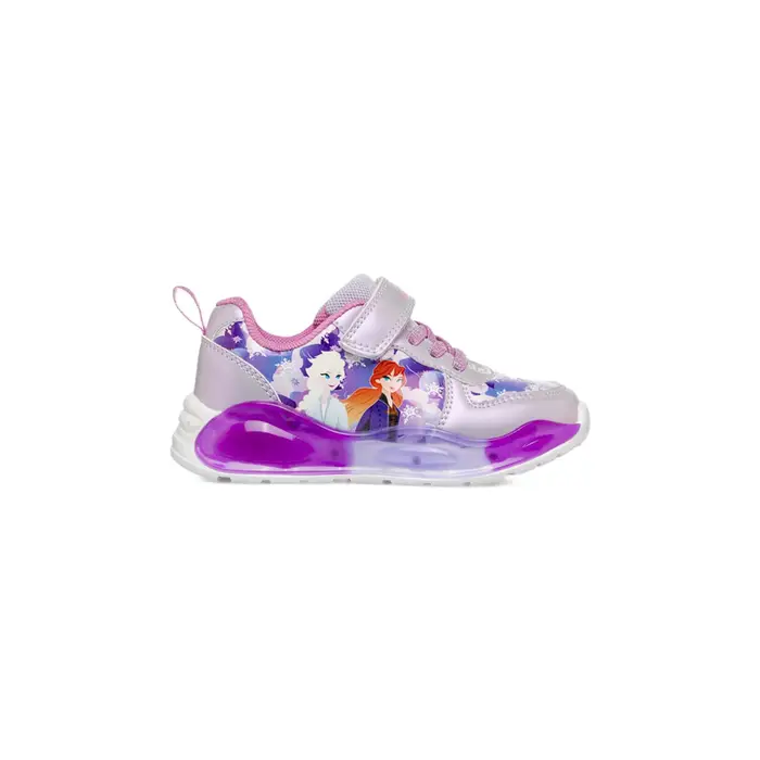 FROZEN Sneakers da bambina cartoon lilla con stampe e chiusura a strappo