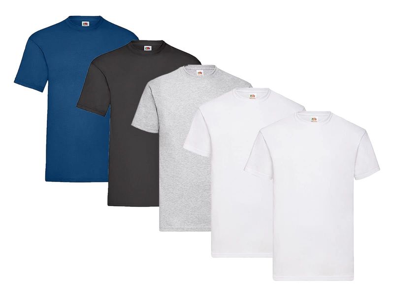 Fruit of the Loom Set 5 Magliette XL Unisex Manica Corta