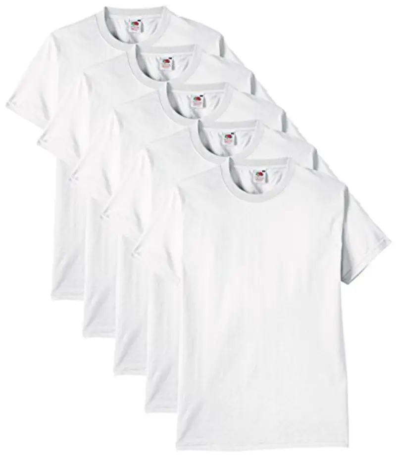 Fruit of the Loom 61-212 Heavy Cotton Tee Maglietta da Uomo, pacco da 5 pezzi, Bianco (Weiß)