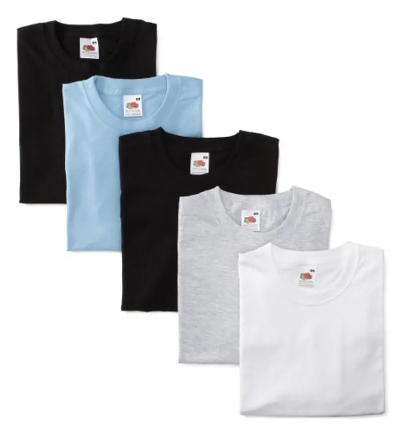 Fruit of the Loom confezione da 5 magliette leggere grau