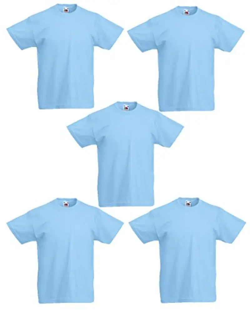 Fruit of the Loom Maglietta da ragazzo, 61-019-0, confezione da 5, blu cielo, 7