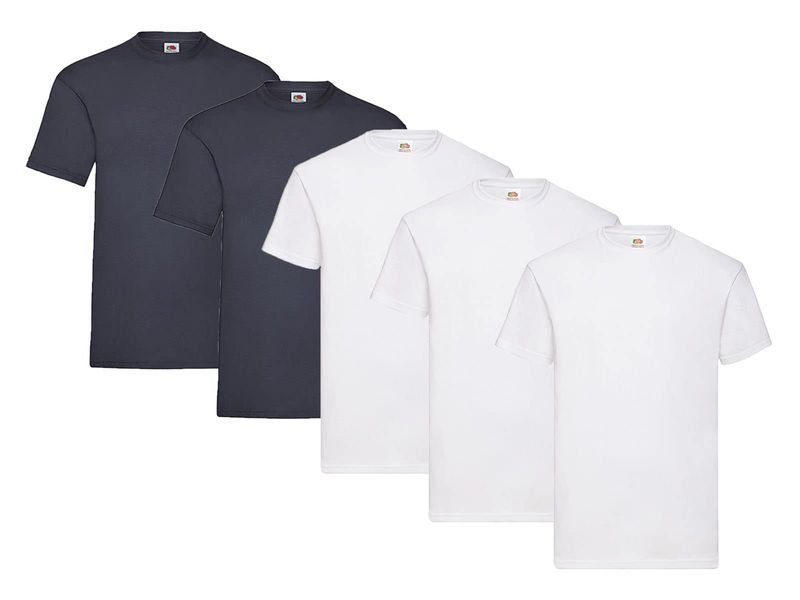 Fruit of the Loom Magliette Uomo L Bianche e Blu Navy