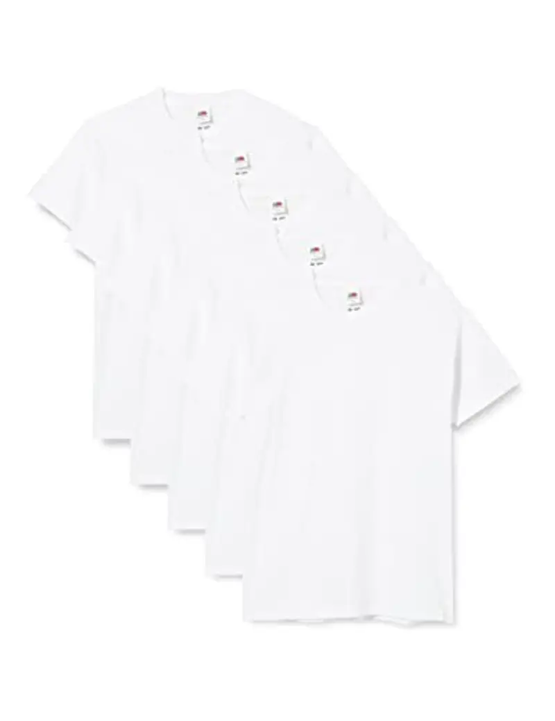 Fruit of the Loom T Originale Shirt, Bianco, 9-11 Anni (Pacco da 5) Unisex-Bambini e Ragazzi