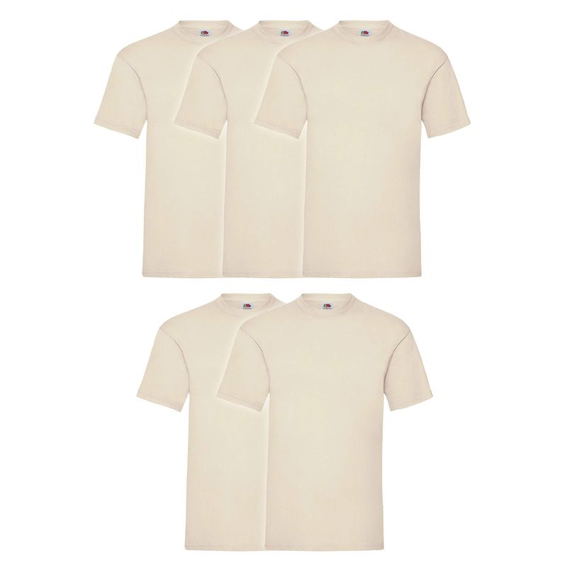Fruit of the Loom Maglietta Uomo Maniche Corte - 5 Pezzi, Naturale