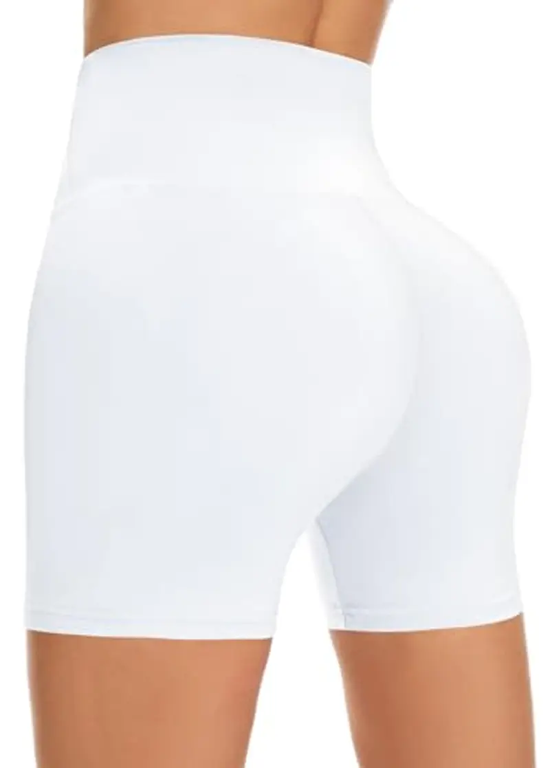 FuelMeFoot Pantaloni Corti Donna Vita Alta Yoga Hot Pants Fitness - Bianco