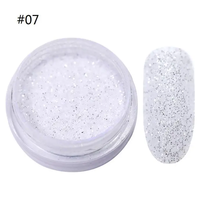 Full Beauty 1 scatola di polvere glitter per unghie Polvere per unghie laser Decorazione smalto gel per unghie 07 bianco