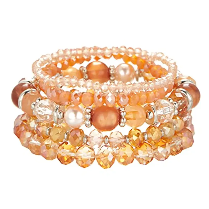 FULU AUTUMN Bracciale Donna Bohemien con Perle di Cristallo Multistrato Braccialetti con Perline Elastico Impilabili Gioielli Moda Estivi