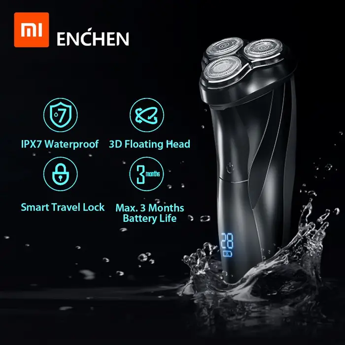 FunCouples Enchen BlackStone 3 Rasoio Elettrico 3D Tripla Lama Flottante Testine Rasoi da Barba Uomo Barba Trimmer Facciale Macchina