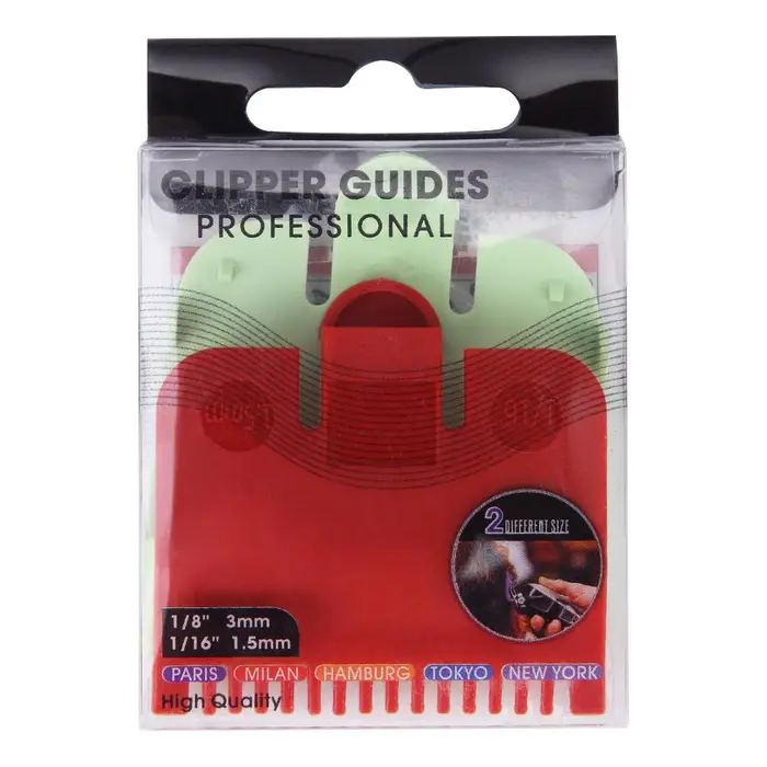 FunCouples Set di pettini guida per taglio professionale da 2 pezzi, set da 1,5 mm, 3 mm, set di pettini colorati per capelli elettrici