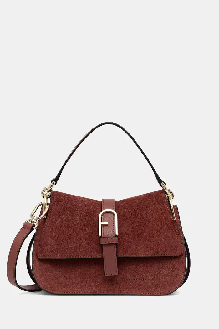 Furla borsa a tracollo da donna in camoscio Granata