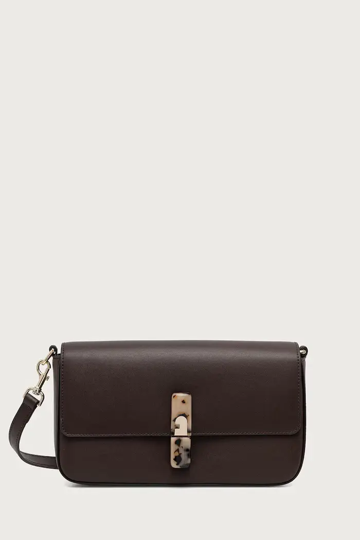 borsa a tracollo da donna in pelle Iride S Marrone