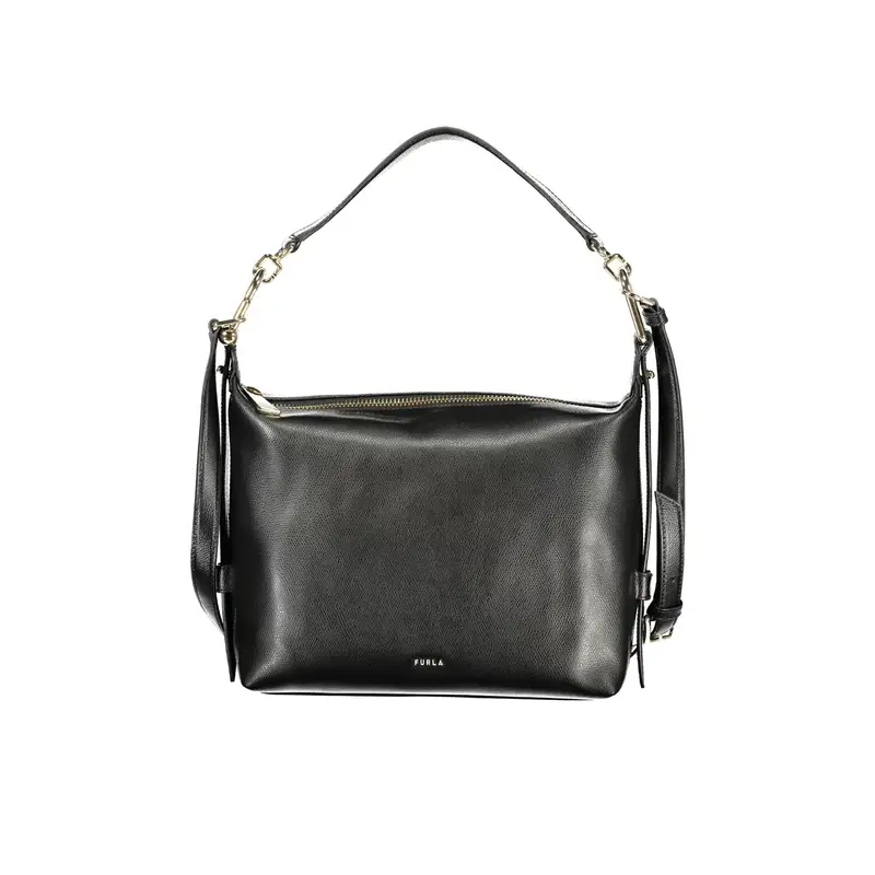 Furla Borsa Donna Nera Mano Tracolla Pelle Tonie Logo Nero