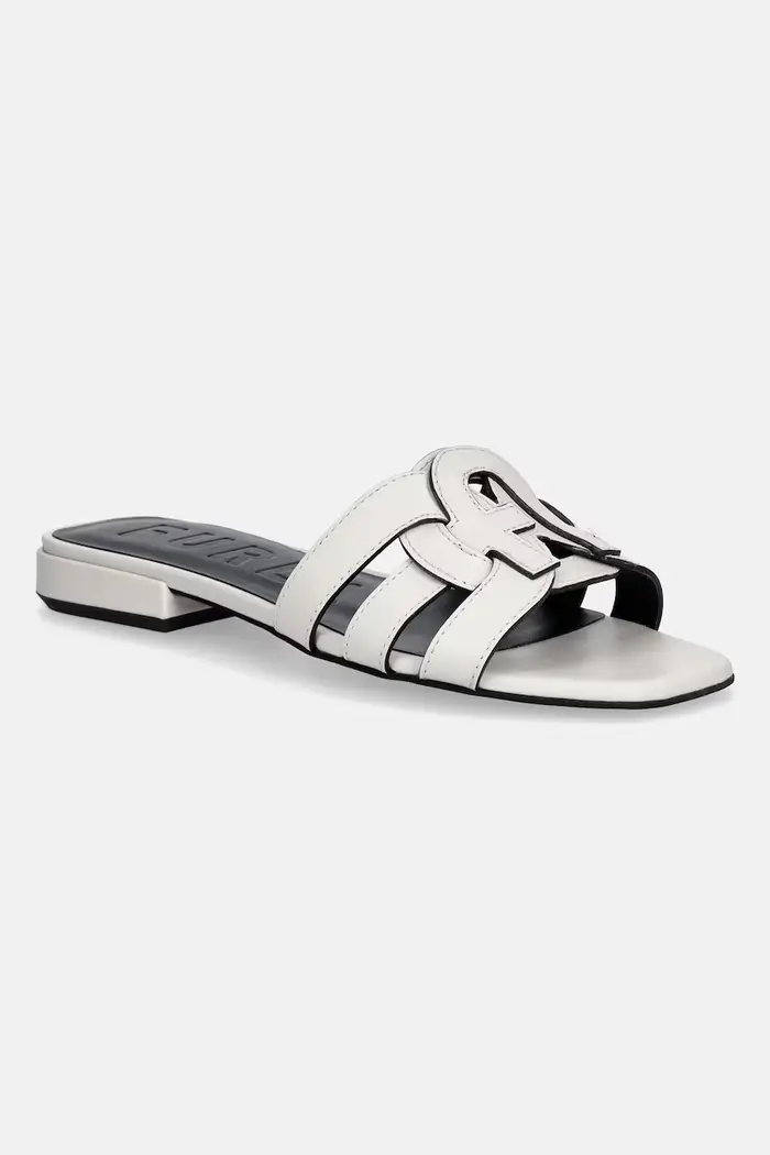 Ciabatte slide da donna in pelle Summer Grigio