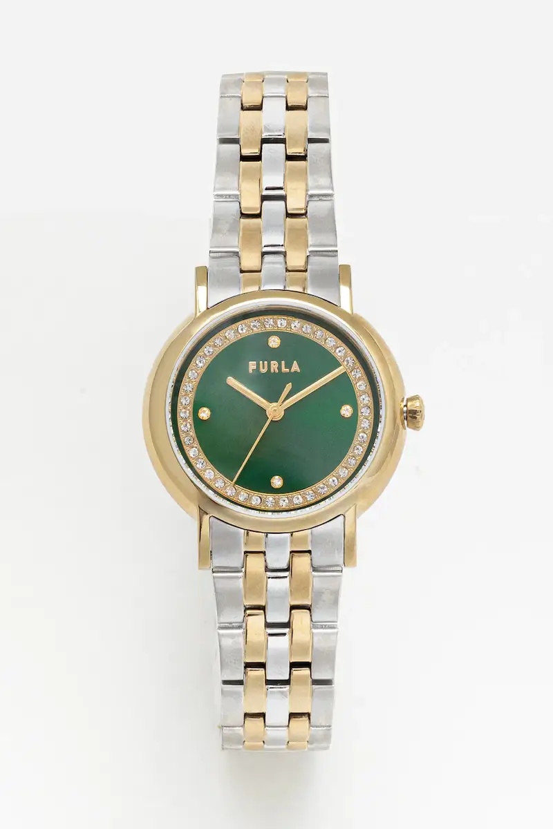 Furla Orologio oro e verde con bracciale in acciaio