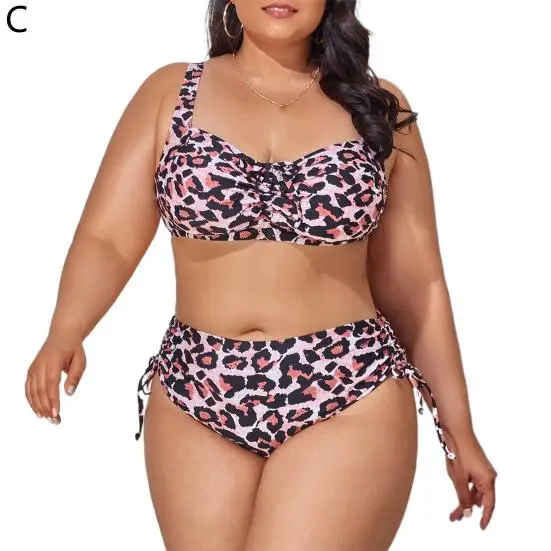 Futureminded Costume da bagno donna taglie forti con stampa floreale a vita alta 2 pezzi/set bikini regolabile con spalline sottili per le
