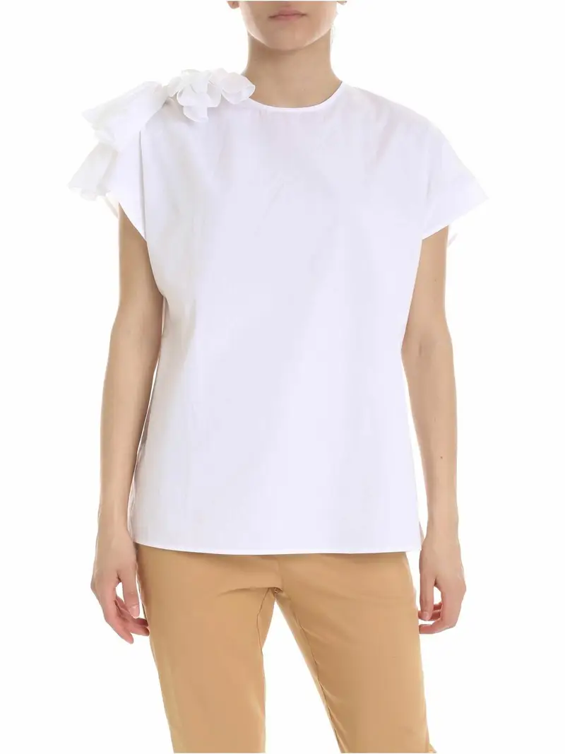 Fuzzi Blusa bianca con fiocco Bianco