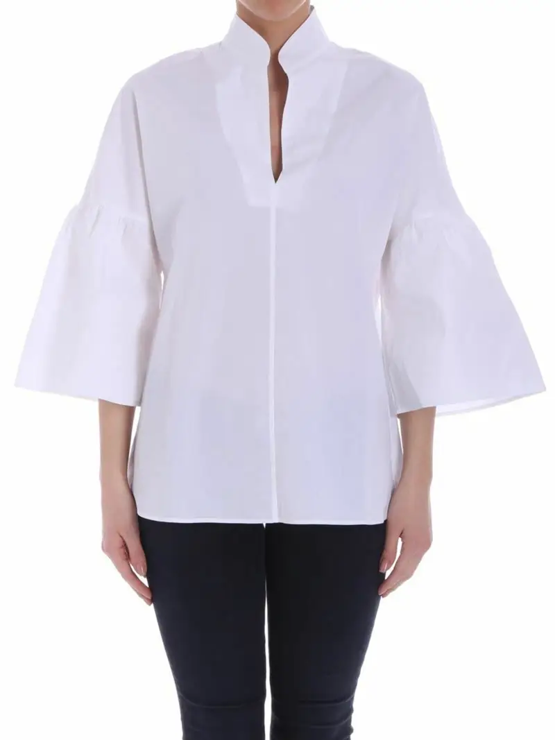 Fuzzi Blusa bianca con maniche svasate Bianco