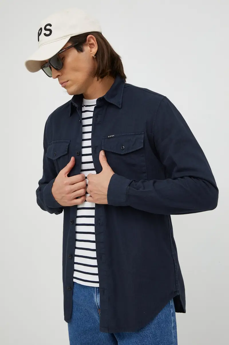G-Star camicia in cotone uomo Blu navy