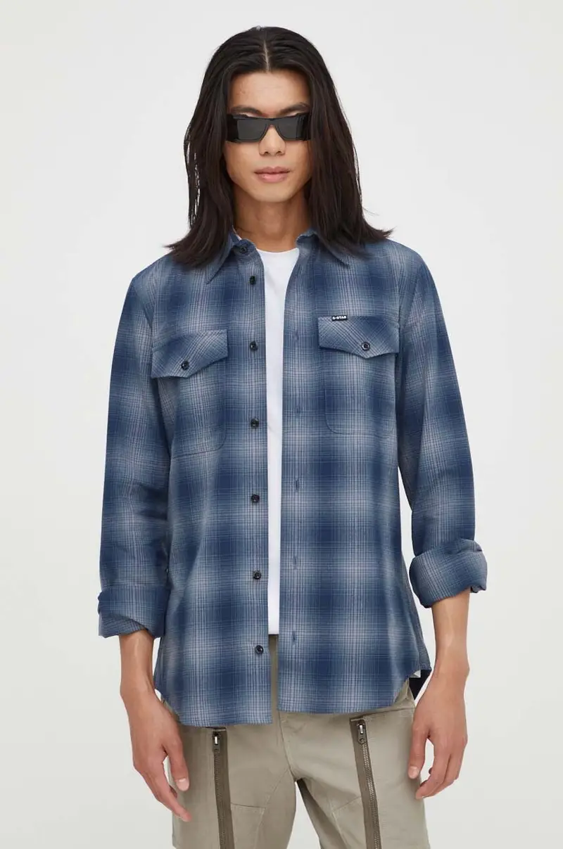 G-Star camicia in cotone uomo Blu navy