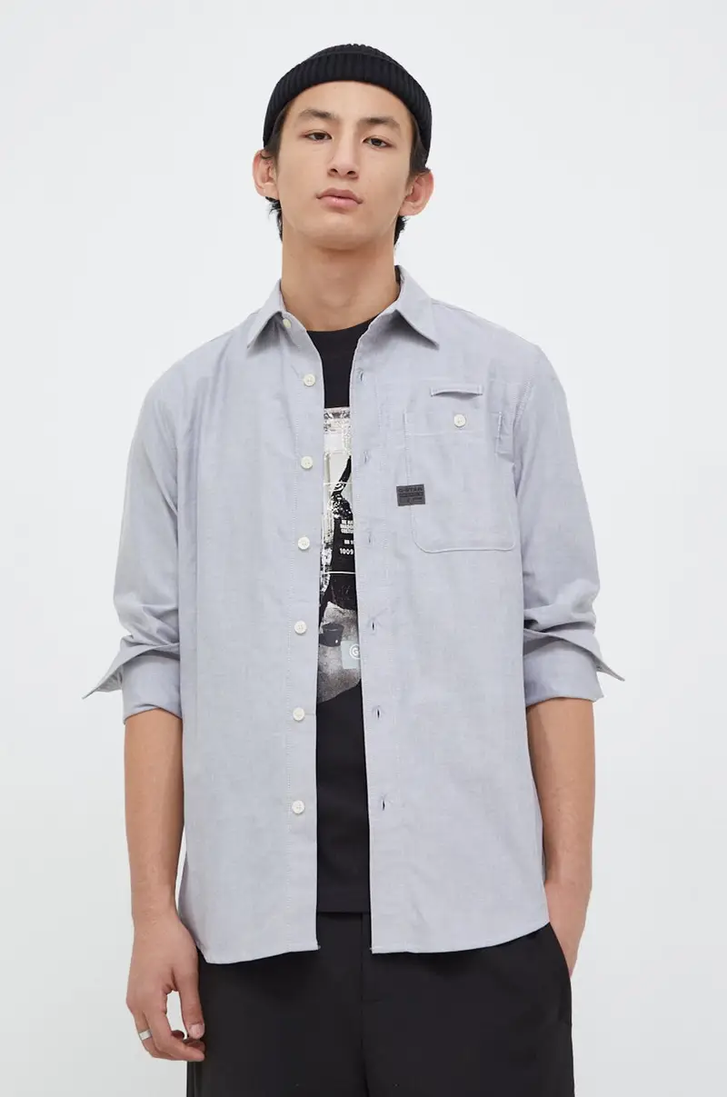 G-Star camicia in cotone uomo colore grigio