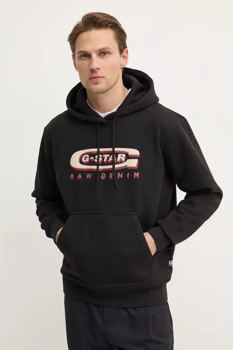 G-Star felpa uomo colore nero con cappuccio D26347-D733