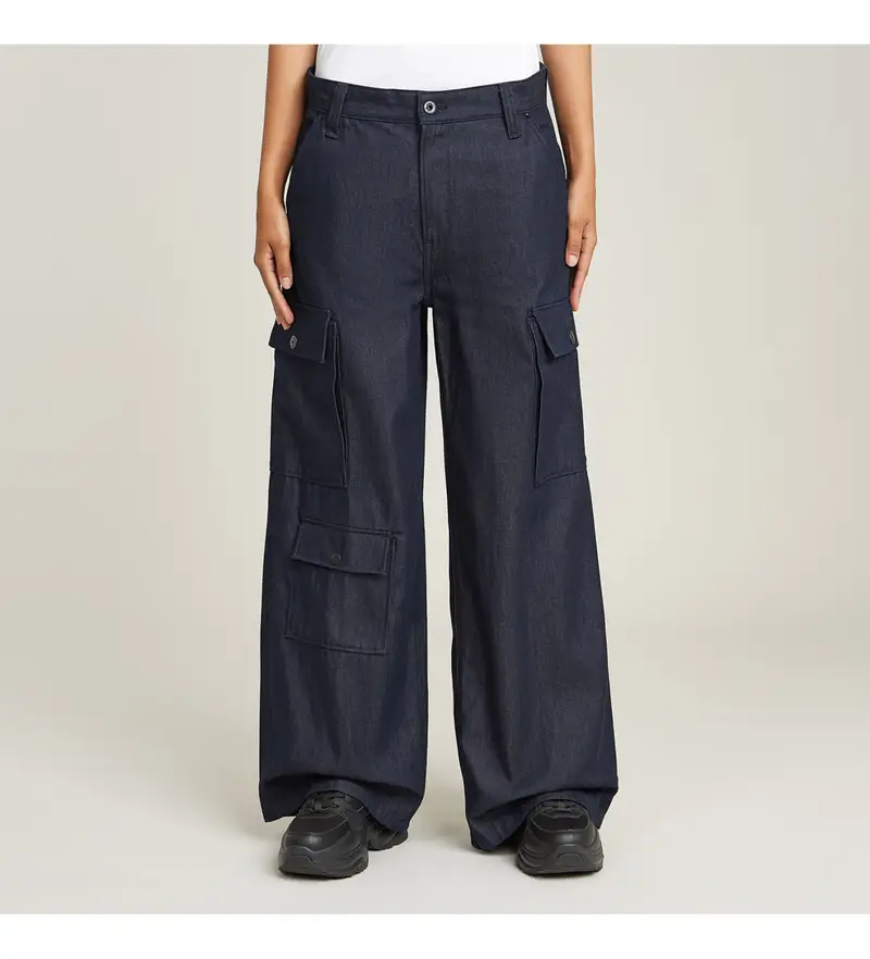 G-Star per donna D23950-9657-001 Pantaloni mega cargo blu scuro, Casual, Cotone, Navy