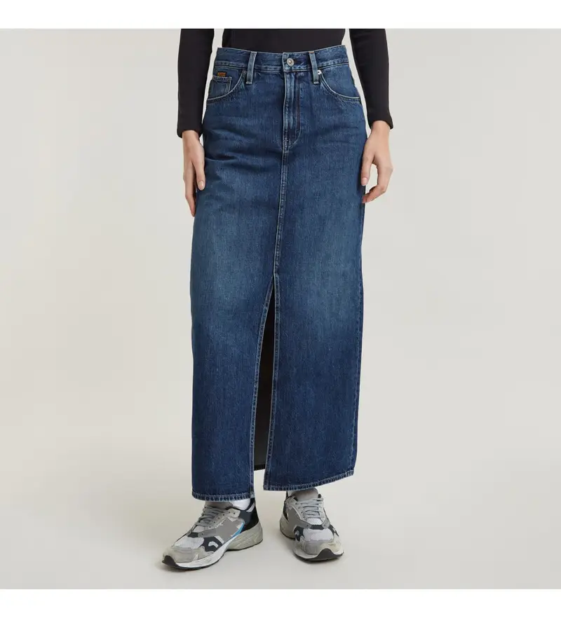 G-Star per donna D24385-D536-G804 Viktoria Gonna lunga blu, Casual, Cotone, Denim