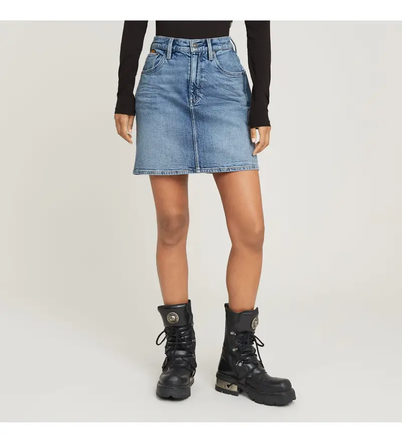 G-Star per donna D24387-D930-H078 Minigonna corta blu Viktoria, Casual, Denim, Cotone biologico, Sostenibile