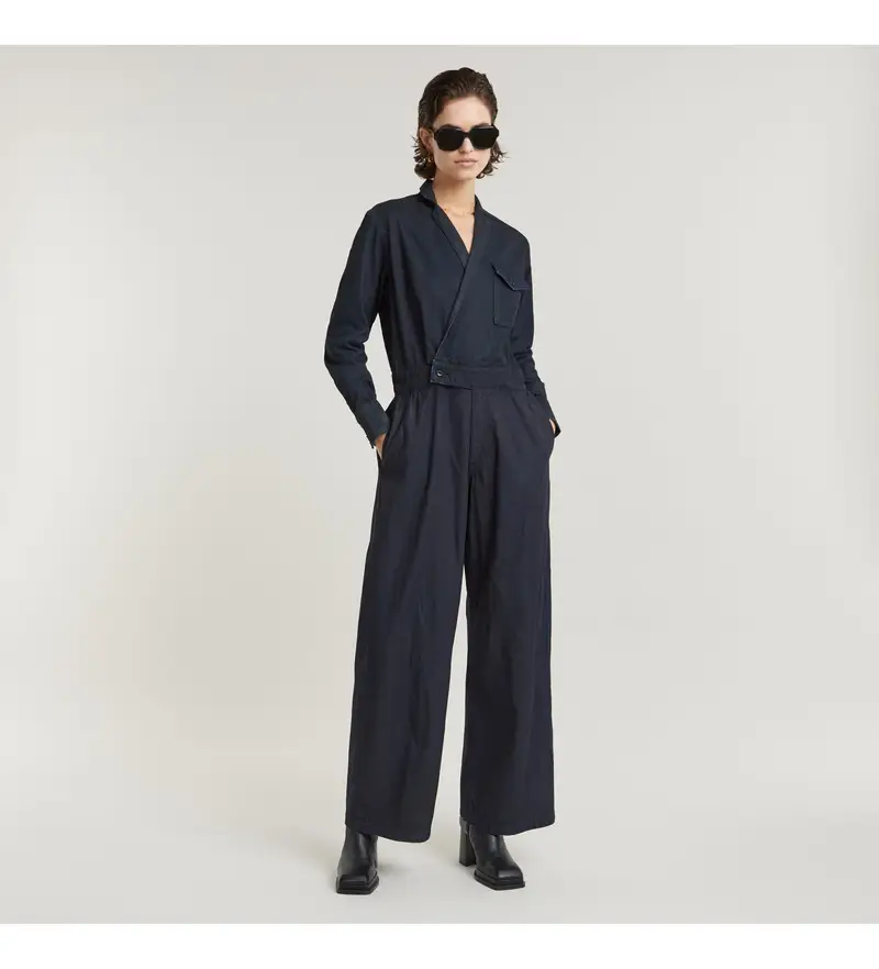 G-Star per donna D25317-D777-G818 Tuta avvolgente sartoriale blu scuro, Casual, Cotone, Manica lunga, Sostenibile, Navy