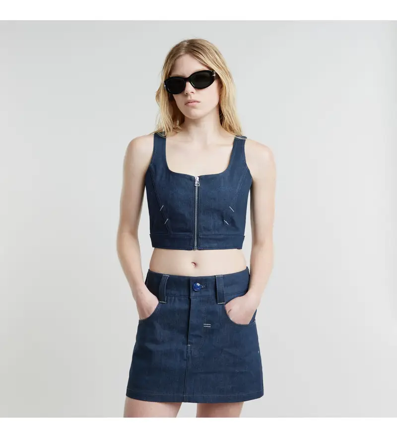 G-Star per donna D25396-D785-001 Corsetto blu Origini, Casual, Senza maniche / cinghie, Cotone biologico, Sostenibile