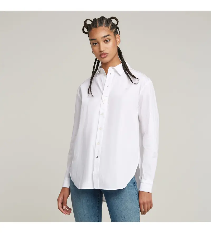 G-Star per donna D26021-D701-110 Camicia bianca da fidanzato, Bianco, Casual, Manica lunga, Lyocell