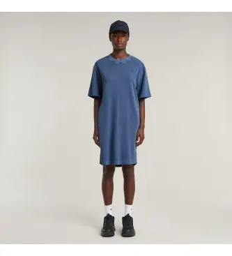 G-Star per donna D26095-C756-H362 Abito T-shirt con maniche a sella blu, Casual, Manica corta, Cotone biologico, Sostenibile
