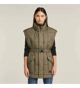 G-Star per donna D26503-B958-735 Gilet imbottito con cintura verde, Casual, Polister riciclato, Sostenibile