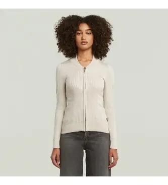 G-Star per donna D26723-C259-G908 Giacca da motociclista beige 3D, Casual, Manica lunga, Cotone biologico, Sostenibile