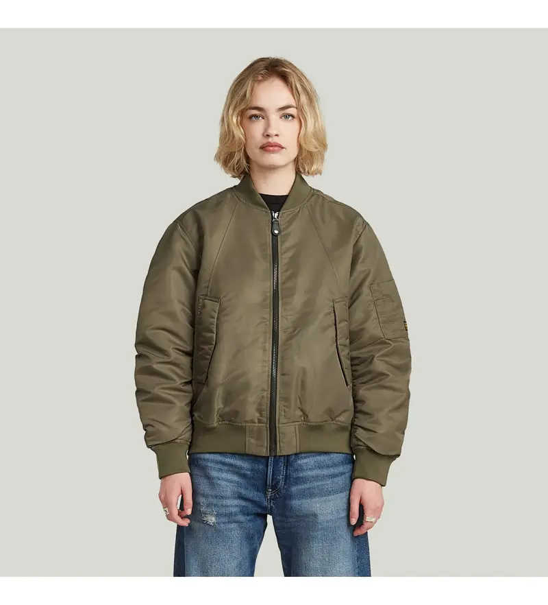 G-Star per donna. D26973-C143-273 Giubbotto bomber imbottito verde, Casual, Poliamide