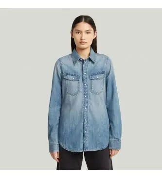 G-Star per donna D27714-D539-G924 Camicia Western Slim Blu, Casual, Cotone, Manica lunga