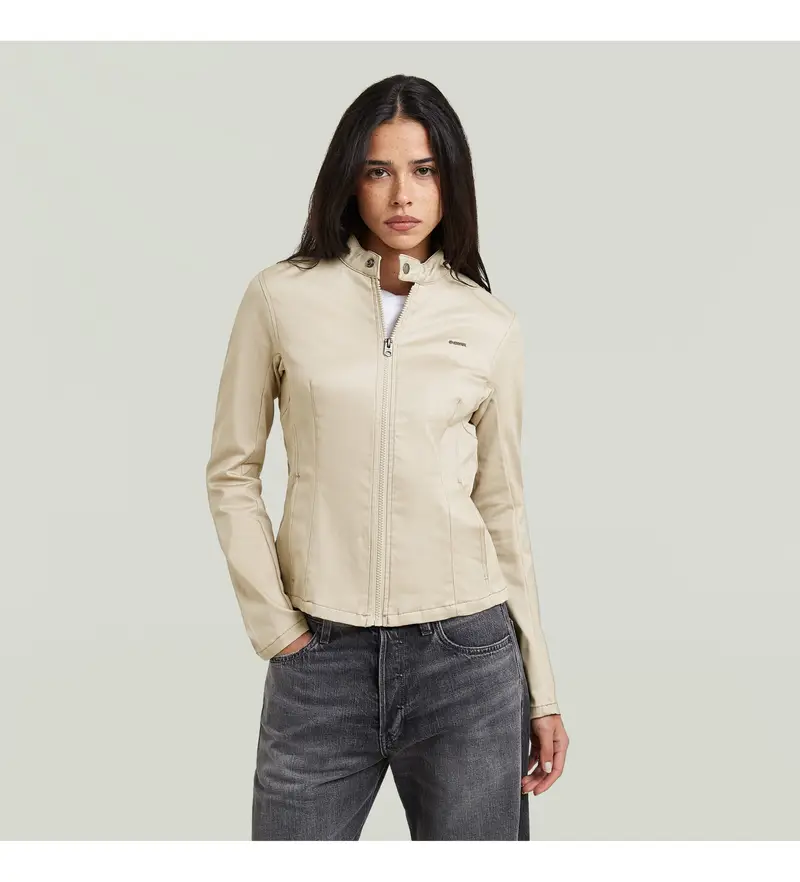 G-Star per donna D28432-C105-1214 Giacca beige Lynn Biker (36/32), Casual, Cotone biologico, Sostenibile