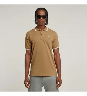 G-Star per uomo D17127-5864-B444 Polo marrone a righe sottili Dunda, Casual, Manica corta, Cotone biologico, Sostenibile
