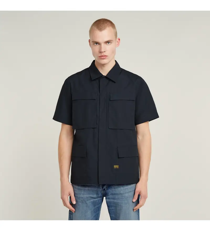 G-Star per uomo D24290-C973-C742 Camicia da notte slim blu navy R-3N, Casual, Cotone, Manica corta