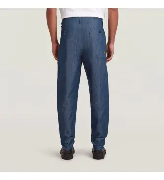 G-Star per uomo D24543-D303-001 Pantaloni chino affusolati e rilassati blu con pieghe (32/32), Casual, Cotone