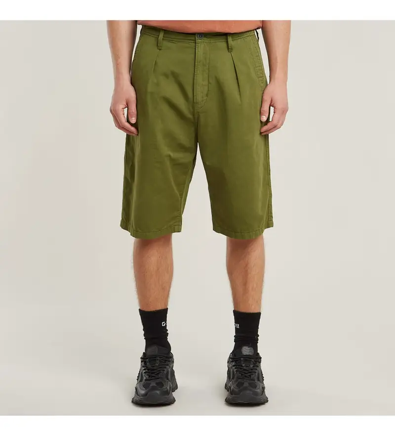G-Star per uomo. D24544-D910-H031 Pantaloncini chino verdi a pieghe, Casual, Verde, Cotone